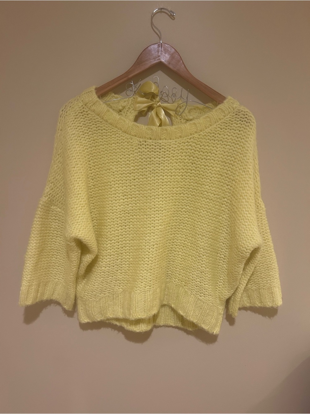 Butter Yellow Maeve by Anthropologie Oversized Sweater w/Ribbon Tie XS